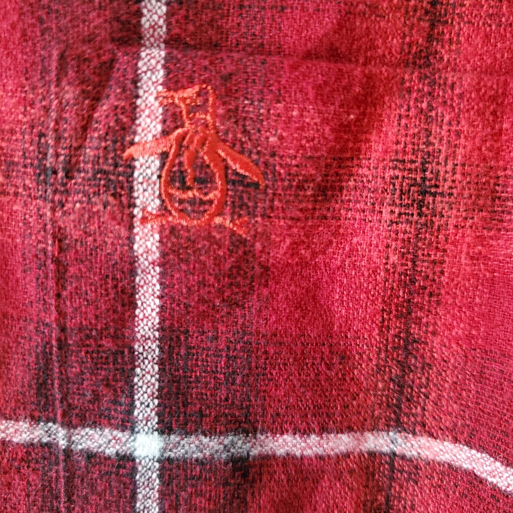 Original Penguin Mens Shirt Red Size 2XL Plaid But - Picture 6 of 7